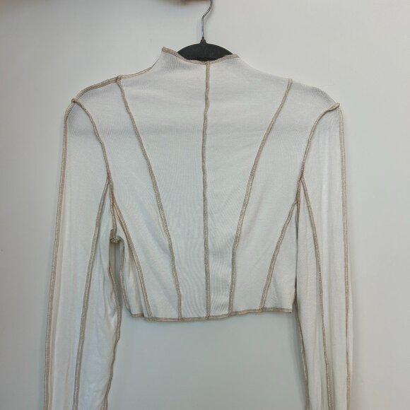 12th Tribe Avalon White Ribbed Long Sleeve Top - Picture 2 of 4